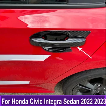 Планки Крышки Ручки Боковой Двери Украшение Автомобиля Для Honda Civic Integra Седан 2022 2023 Внешние Аксессуары ABS Из Углеродного Волокна