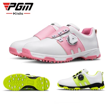 Обувь для гольфа для мальчиков и девочек PGM, водонепроницаемая, нескользящая, легкая, мягкая и дышащая, спортивная обувь для активного отдыха с быстрой шнуровкой, размер 30-37