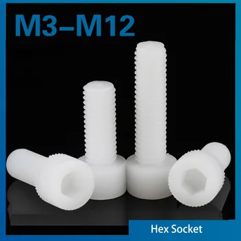 5 ~ 50шт M3 M4 M5 M6 M8 M10 M12 Белые Нейлоновые Винты С Шестигранной Головкой Пластиковые Шестигранные Болты Винт для Изоляции Тепла / Электричества