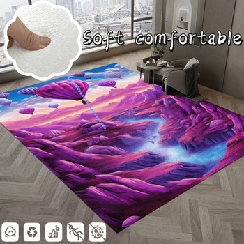 Фиолетовые модные ковры с 3D-печатью для украшения гостиной, ковры большой площади, нескользящие, легко моющиеся журнальные столики, коврик