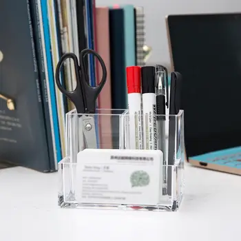 Прозрачный Акриловый держатель ручки Простое Хранение Канцелярских принадлежностей Организация Офисного рабочего стола Футляр для визитных карточек Держатель кисточки для макияжа
