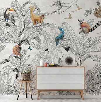 beibehang Пользовательские 3D обои, фрески, животные тропического леса, Обезьяны, обои для гостиной, фоновые обои