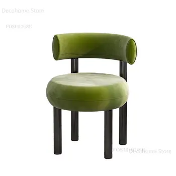 Современные минималистичные дизайнерские Бархатные обеденные стулья, кресло для переодевания, стулья со спинкой в скандинавском кремовом стиле для столовой мебели 0