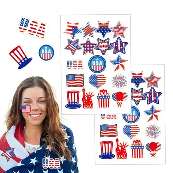 Патриотические наклейки, наклейки для лица с красными, белыми, синими узорами и американским флагом, самоклеящиеся яркие патриотические наклейки для беременных
