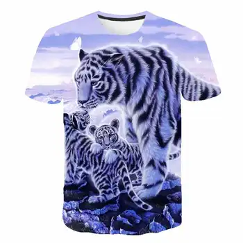 Футболка с тигром для мальчиков, топы с короткими рукавами, детская одежда для маленьких девочек, летняя футболка со львом, одежда для детей от 3 до 14 лет, модные футболки для детей