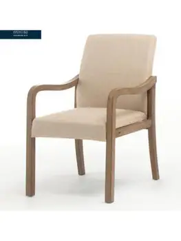 Доставка Обеденный стул из массива дерева Спинка скандинавского деревянного стула Мягкая Упаковка Стул для учебы Обеденный стол Подлокотник стула Простой 0