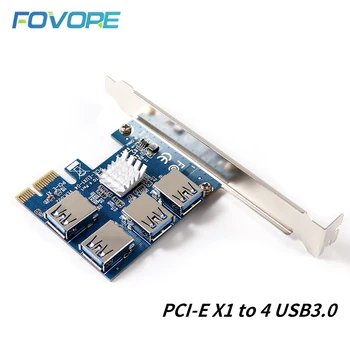 Адаптер PCIE к PCI-E 1 Поворот 4 Слота PCI-Express от 1x до 16x USB 3.0 Для Майнинга Специальная Riser Card PCI e Конвертер для Майнинга BTC Miner