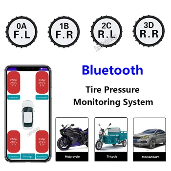 Мотоциклетная система контроля давления в шинах TPMS, совместимая с Bluetooth, Беспроводные датчики давления в шинах для мото автомобилей Android / IOS, TMPS для мото автомобилей