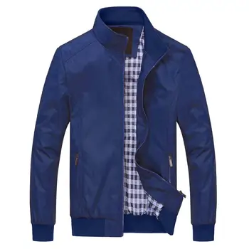 Однотонная Новая повседневная куртка M-3XL 4XL, мужская весенне-осенняя верхняя одежда, одежда с воротником-стойкой