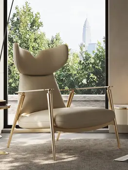 2023 Легкий роскошный дизайнерский одноместный стул кожаный балконный стул для отдыха Итальянский минималистский креативный домашний тигр с высокой спинкой