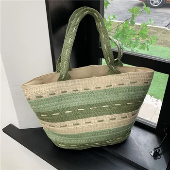 Женская сумка-корзина большой емкости 2023 Новая Плетеная корзина с цветами, сумка через плечо, летняя пляжная сумка