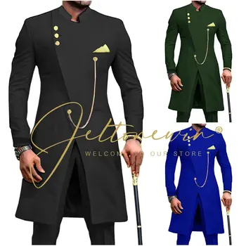 2023 Модный африканский дизайн, приталенные мужские костюмы для свадьбы, смокинги для жениха, черные костюмы для жениха, блейзер для выпускного вечера, шафер