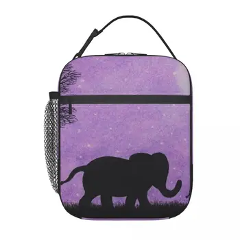 Фиолетовые Слоны, Студенческая школьная сумка для ланча, Оксфордская сумка для ланча для офиса, путешествий, кемпинга, термоохладитель, ланч-бокс