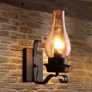 Винтажный настенный светильник в деревенском стиле из стекла и декоративной лампы для спальни (без лампочек)