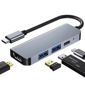 Концентратор USB Type C для HDTV 4k Hub3.0/2.0 USB C Разветвитель заряда PD для ноутбуков Macbook Air/Pro M1 OTG Адаптер 4 в 1