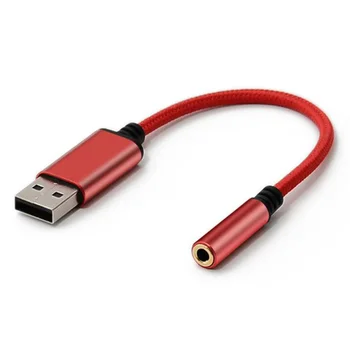 Аудиоадаптер для наушников от USB до 3,5 мм, внешняя стереозвук-карта для ПК, ноутбука, для, для и т. Д. (0,6 фута, красный)