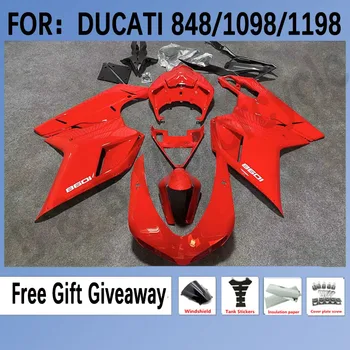 Для DUCATI 848 1098 1198 2007-2012 Обтекатели Комплект Мотоциклетных обтекателей Подходит для Ducati 848 1098 Комплект обтекателей кузова Красный