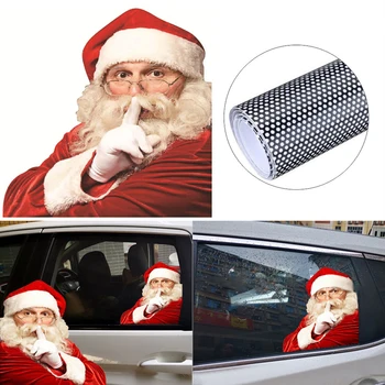 2шт Рождественские наклейки на окна для украшения автомобиля, наклейки на авто, наклейки на заднее стекло, Санта-Клаус, забавные наклейки с правой/левой стороны, липкий винил