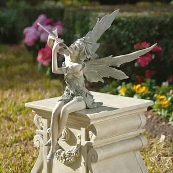 Украшение статуи сидящей феи, украшение цветочной феи, поделки из смолы, Статуя для украшения сада, используемая для наружного домашнего сада