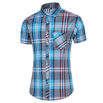 Мужская летняя тонкая клетчатая рубашка с короткими рукавами, модные повседневные удобные рубашки, повседневный кардиган на пуговицах в стиле харадзюку, блузы 0