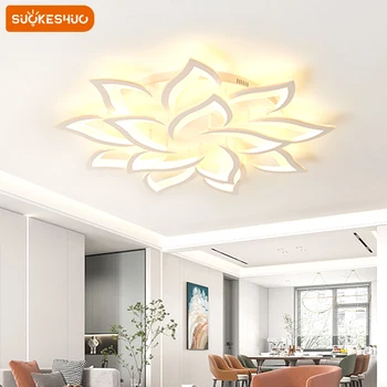 Современный светодиодный регулируемый потолочный светильник в форме цветка, современный потолочный светильник в виде лепестка, спальня, гостиная, подвесной светильник