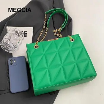 Стеганые сумки через плечо, Женская сумка через плечо, Женская сумка из искусственной кожи, женская цепочка для мобильного телефона, Квадратная сумка Зеленого цвета, Брендовая дизайнерская обувь B307