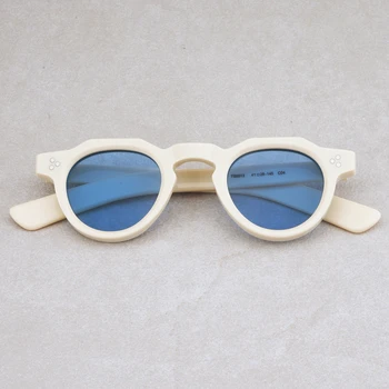 Модные винтажные Солнцезащитные очки из толстого твердого ацетата стереорезки UV400 с поляризованными линзами, Ретро Маленькие Круглые Женские Мужские AA + высокого качества