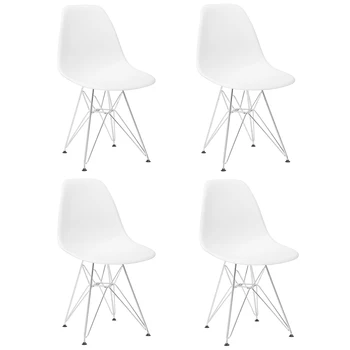 Набор из 4 средневековых обеденных стульев, Высококачественные пластиковые стулья с металлическими ножками для кухни, столовой, гостиной, ресторана
