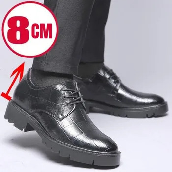 PDEP Мужские Невидимые Кожаные туфли, Увеличивающие Рост на 8 см, 10 см, На шнуровке, Свадебное Деловое Платье, Chaussure Hommes Sapatos Masculinos