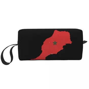 Карта путешествий с флагом Марокко, сумка для туалетных принадлежностей, органайзер для косметики Kawaii Makeup для женщин, сумки для хранения косметики, набор Dopp, кейс-коробка