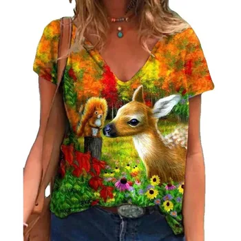 Женская футболка с 3D-принтом в виде животных, Короткий рукав, Милый Забавный топ с принтом домашних животных, Персонализированная трендовая уличная Женская одежда