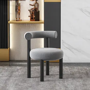 Современные минималистичные дизайнерские Бархатные обеденные стулья, кресло для переодевания, стулья со спинкой в скандинавском кремовом стиле для столовой мебели 1