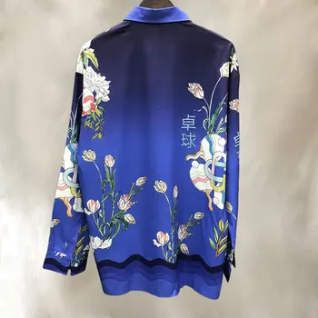Праздничное Повседневное платье Блузка Брендовая одежда Мужская Гавайская рубашка Осенний Океанский мир Узор Принт Рубашка с длинным рукавом Mode Chemise Homme 1