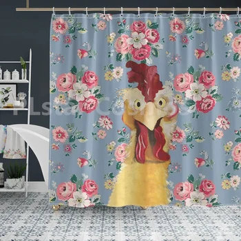 7 Сказочных штор для душа с рисунком цыпленка, занавески для ванной комнаты с 3D-принтом и крючками, занавеска для душа с забавными животными 2