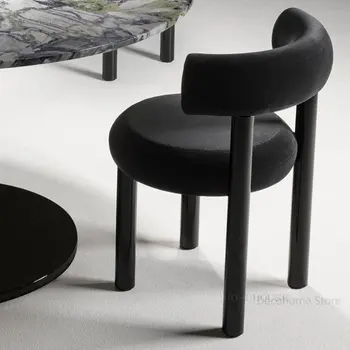 Современные минималистичные дизайнерские Бархатные обеденные стулья, кресло для переодевания, стулья со спинкой в скандинавском кремовом стиле для столовой мебели 2