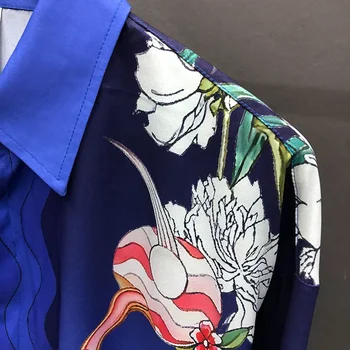 Праздничное Повседневное платье Блузка Брендовая одежда Мужская Гавайская рубашка Осенний Океанский мир Узор Принт Рубашка с длинным рукавом Mode Chemise Homme 2
