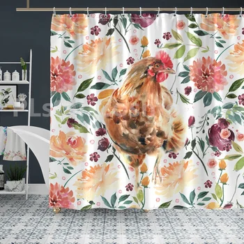 7 Сказочных штор для душа с рисунком цыпленка, занавески для ванной комнаты с 3D-принтом и крючками, занавеска для душа с забавными животными 3