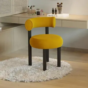Современные минималистичные дизайнерские Бархатные обеденные стулья, кресло для переодевания, стулья со спинкой в скандинавском кремовом стиле для столовой мебели 3