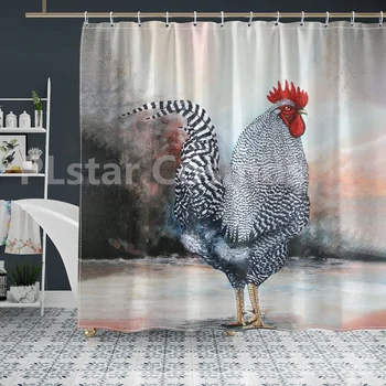 7 Сказочных штор для душа с рисунком цыпленка, занавески для ванной комнаты с 3D-принтом и крючками, занавеска для душа с забавными животными 4