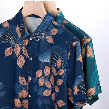 Горячая распродажа, Новая мужская рубашка с модным принтом, Персонализированные рубашки с коротким рукавом в национальном стиле, мужская Летняя деловая блузка на Гавайях 4