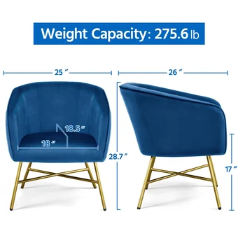 Alden Design Velvet Club Accent Chair, темно-синий 4