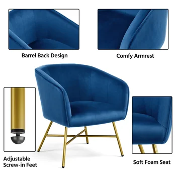 Alden Design Velvet Club Accent Chair, темно-синий 5