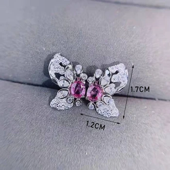 Розовый циркон овальной огранки, яркие серьги-гвоздики в виде бабочки, Очаровательные женские серьги для банкета, элегантный ювелирный подарок для девочек 5