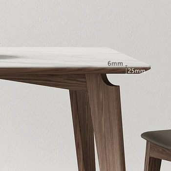2022 Новый комбинированный стол из массива дерева в скандинавском стиле и 4 стула для маленькой квартиры, современный минималистичный прямоугольный обеденный стол из шифера 5