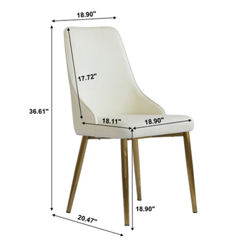 Набор из 2 современных обеденных стульев с наполнителем из полиуретановой губки, металлические ножки из массива дерева, подходят для ресторанов, гостиных и комнат. 5
