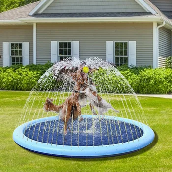 100/170 см Летний бассейн для домашних животных Надувной Разбрызгиватель воды Игровой Охлаждающий Коврик Открытый Интерактивный Фонтан Игрушка для собак 0