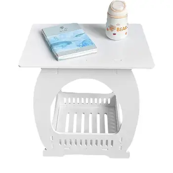 Торцевой столик Белая тумбочка Журнальный столик с открытым местом для хранения Классический торцевой столик для гостиной/спальни/прикроватной тумбочки/офиса/дивана 0
