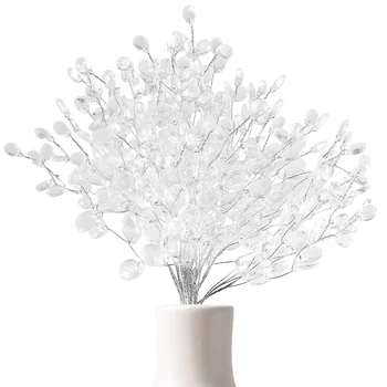 Искусственные букеты Стебель цветка Акриловые бусины Белые ветки Капельки Дерево Выбирает Вазы Цветы 0