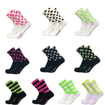 SKYKNIGHT Новые 2-стилевые компрессионные велосипедные носки в полоску и горошек, мужские и женские велосипедные носки, профессиональные спортивные дышащие велосипедные гоночные носки