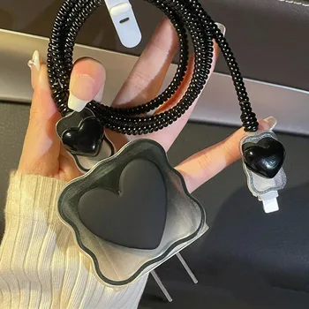 4 шт./компл. Чехол для защиты зарядного кабеля Cute Love Heart, Силиконовый чехол для зарядного устройства, Органайзер для iPhone 18/20 Вт, устройство для намотки кабеля 0